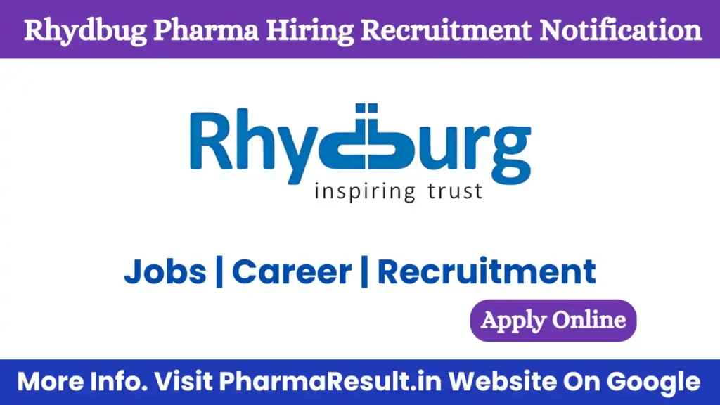 Rhydbug Pharma Hiring for Multiple Roles